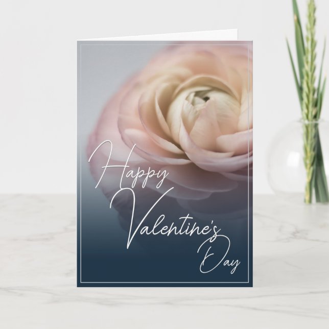 Happy Valentine's Day mit großer rosa Rose Karte (Vorderseite)