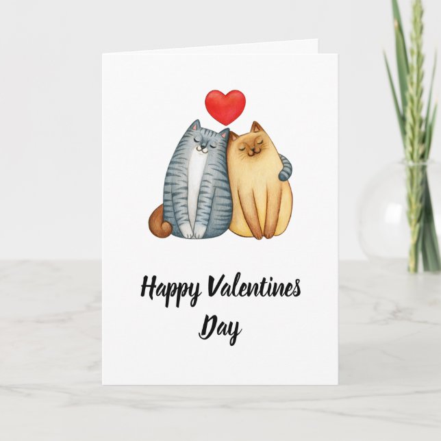 Happy Valentines Day mit Katzen Feiertagskarte (Vorderseite)
