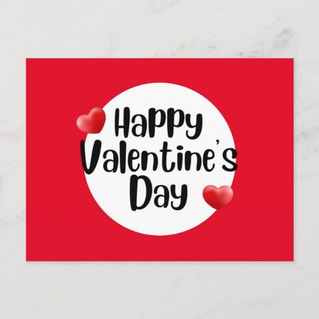 Happy Valentine's Day mit Liebe rotes Herz Postkarte (Vorderseite)