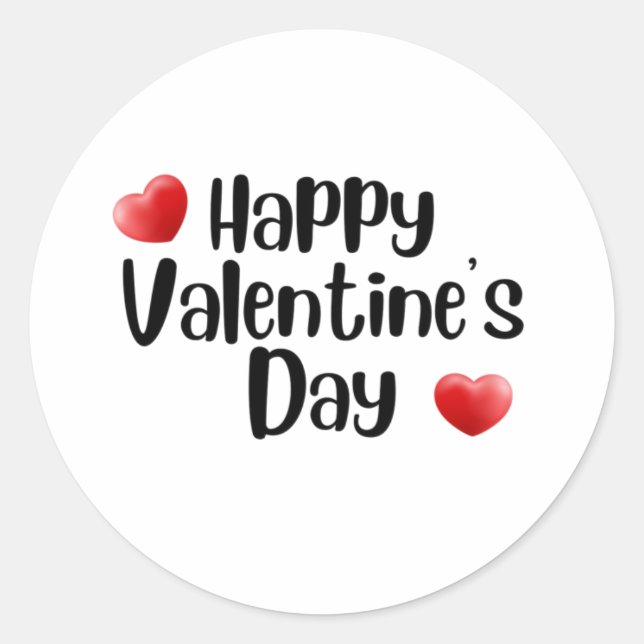 Happy Valentine's Day mit Liebe rotes Herz Runder Aufkleber (Vorderseite)
