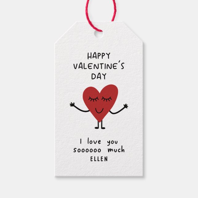 Happy Valentine's Day mit Niedlichem Cartoon Herz Geschenkanhänger (Vorderseite)