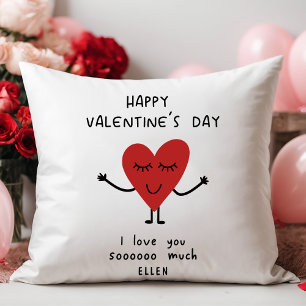 Happy Valentine's Day mit Niedlichem Cartoon Herz Kissen