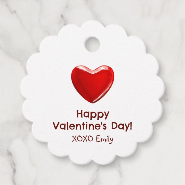 Happy Valentines Day mit roter Herzwürze Geschenkanhänger (Vorderseite)