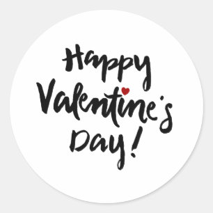 Happy Valentine's Day mit Tiny Red Heart Runder Aufkleber