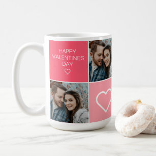 Happy Valentines Day Modern Four Foto Collage Sce Kaffeetasse