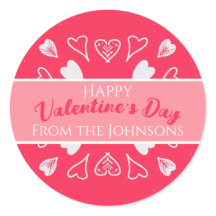Happy Valentine's Day Modern Pink Familienname
