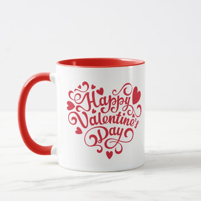 Happy Valentine's Day Modern Red Tasse (Links)