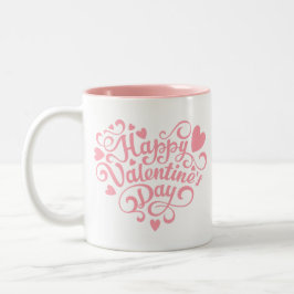 Happy Valentine's Day Modern Zweifarbige Tasse