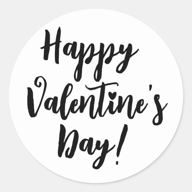 Happy Valentine's Day moderne Drehbuchtypografie Runder Aufkleber (Vorderseite)