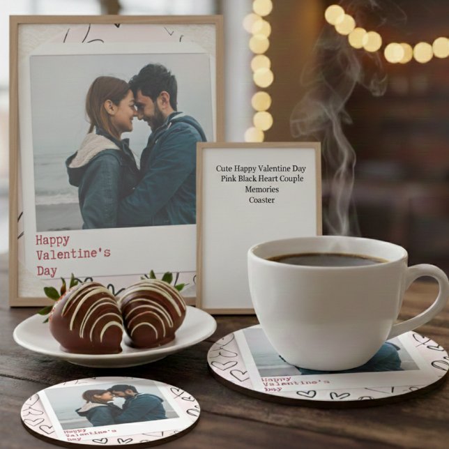 Happy Valentines Day Modernes, stilvolles Romantis Getränkeuntersetzer (Von Creator hochgeladen)