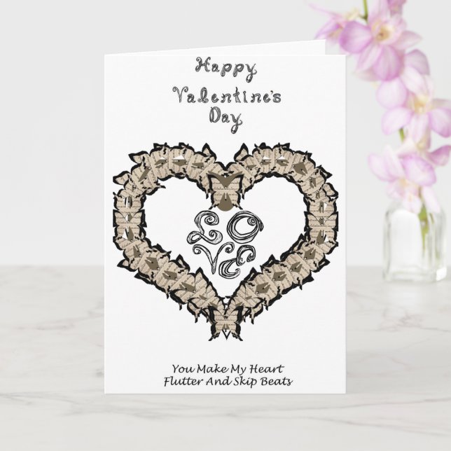 Happy Valentine's Day Musical Butterflies Herz Karte (Orchidee)