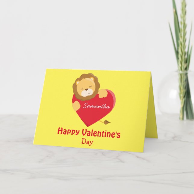 Happy Valentine's Day My Daughter Löwe Thema Karte (Vorderseite)