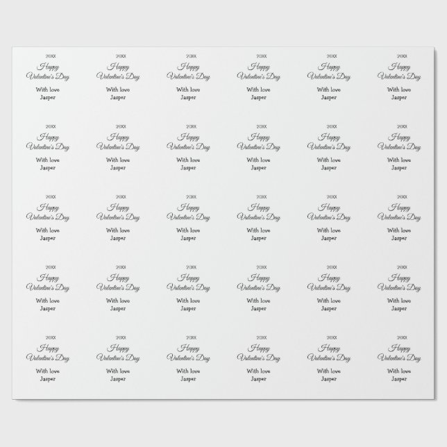 Happy Valentine's day name love simple year stylis Geschenkpapier (Flach)