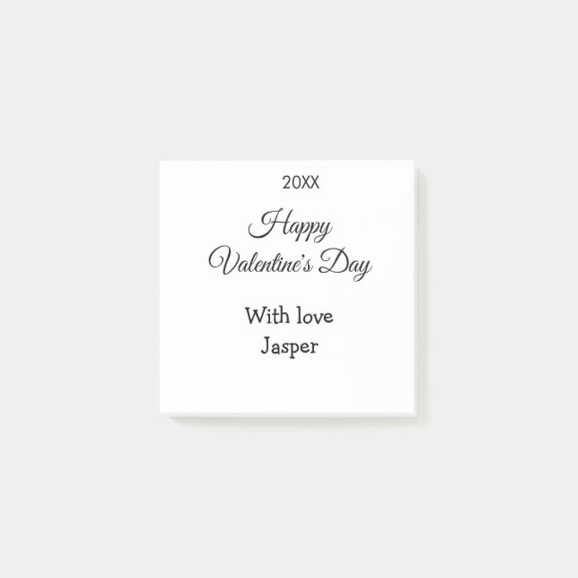 Happy Valentine's day name love simple year stylis Post-it Klebezettel (Vorderseite)