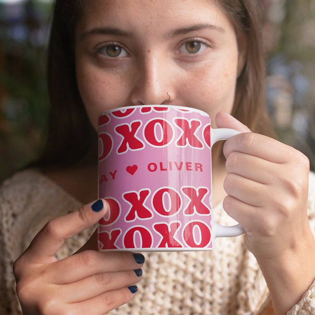 Happy Valentine's Day Name XOXO Kaffeetasse (Von Creator hochgeladen)