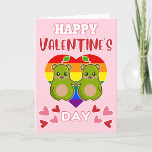 HAPPY VALENTINE'S DAY Niedlich Birnbären Pair LGBT Feiertagskarte