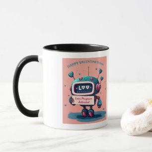 Happy Valentines Day Niedlich Blue Robot, Hearts T Tasse