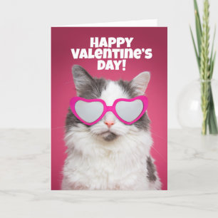 Happy Valentine's Day Niedlich Cat im Herzen Feiertagskarte