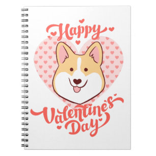Happy Valentines Day Niedlich Corgi Hund Notizblock