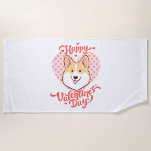 Happy Valentines Day Niedlich Corgi Hund Strandtuch