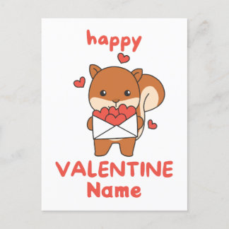 Happy Valentine's Day niedlich Eichhörnchen Postkarte
