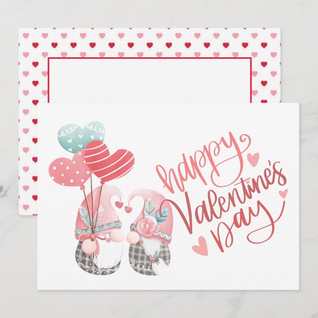 Happy Valentine's Day Niedlich Gnome Foto Valentin Mitteilungskarte (Vorne/Hinten)