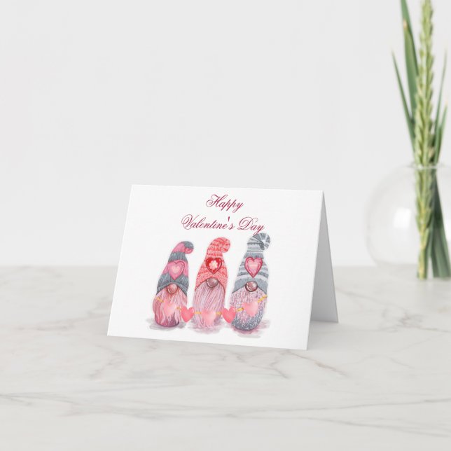 Happy Valentine's Day Niedlich Gnomes mit Herz Karte (Vorderseite)