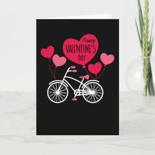 Happy Valentines Day Niedlich Heart Balloons Bicyc Karte