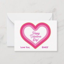 Happy Valentine's Day Niedlich Pink Big Heart Girl Mitteilungskarte