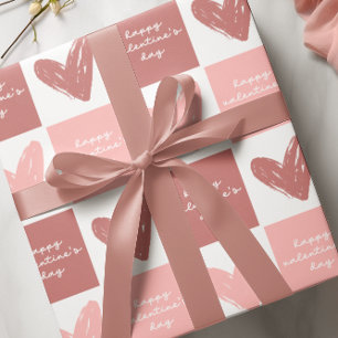 Happy Valentine's Day Niedlich Pink Hearts Muster Geschenkpapier