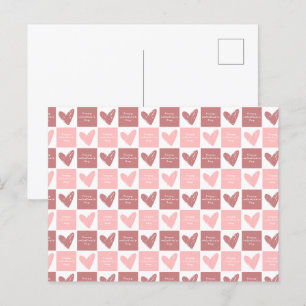 Happy Valentine's Day Niedlich Pink Hearts Muster Postkarte