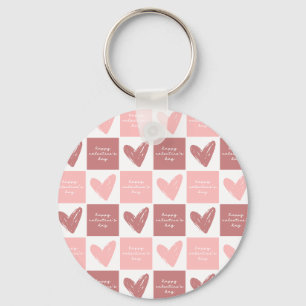 Happy Valentine's Day Niedlich Pink Hearts Muster Schlüsselanhänger