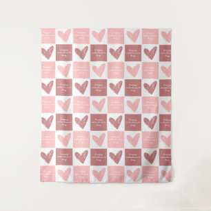Happy Valentine's Day Niedlich Pink Hearts Muster Wandteppich