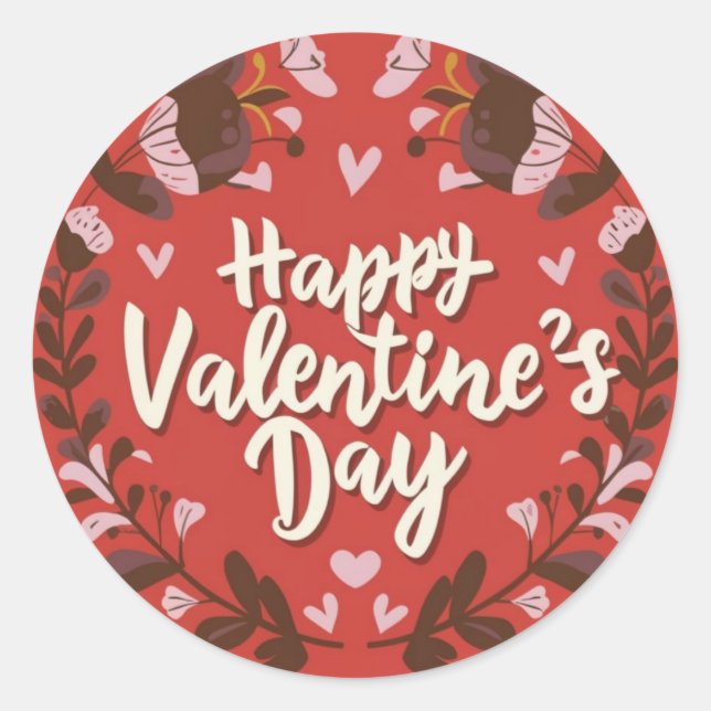 Happy Valentine's Day Niedlich Playful Holiday Sti Runder Aufkleber (Vorderseite)