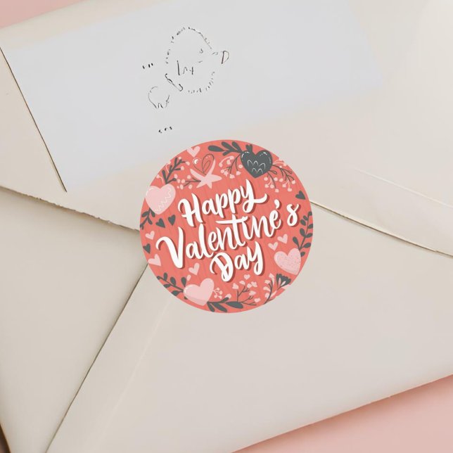 Happy Valentine's Day Niedlich Playful Holiday Sti Runder Aufkleber (Von Creator hochgeladen)