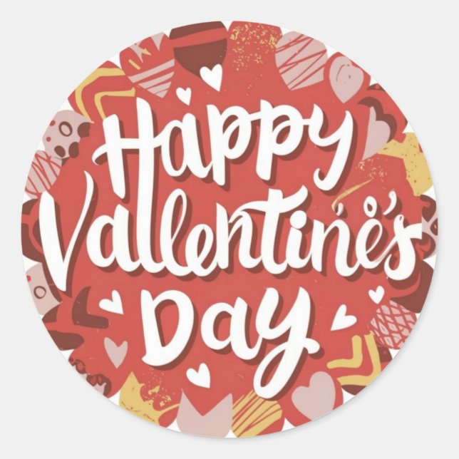 Happy Valentine's Day Niedlich Playful Holiday Sti Runder Aufkleber (Vorderseite)