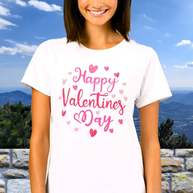 Happy Valentine's Day Niedlich rosa Herzen T-Shirt (Von Creator hochgeladen)
