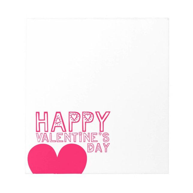 Happy Valentine's Day Niedliche Typografie Notizblock (Vorderseite)