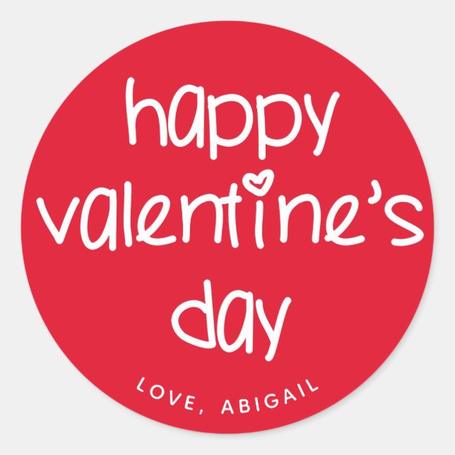 Happy Valentine's Day - Niedliche Typografie Runder Aufkleber (Vorderseite)