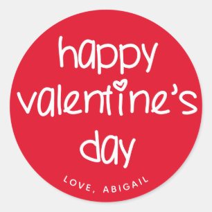 Happy Valentine's Day - Niedliche Typografie Runder Aufkleber