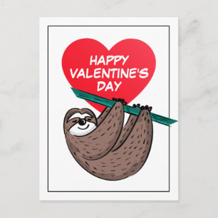 Happy Valentine's Day   Niedlicher Schlitten Postkarte