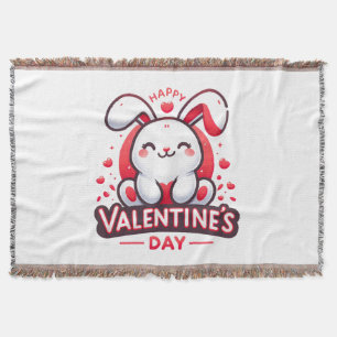 Happy Valentine's Day Niedliches Kaninchen Decke