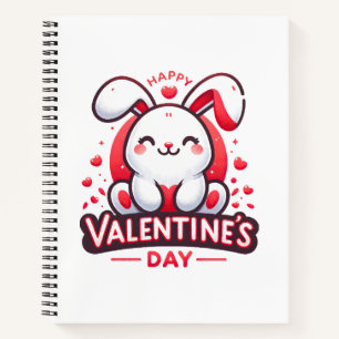 Happy Valentine's Day Niedliches Kaninchen Notizbuch