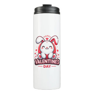 Happy Valentine's Day Niedliches Kaninchen Thermosbecher