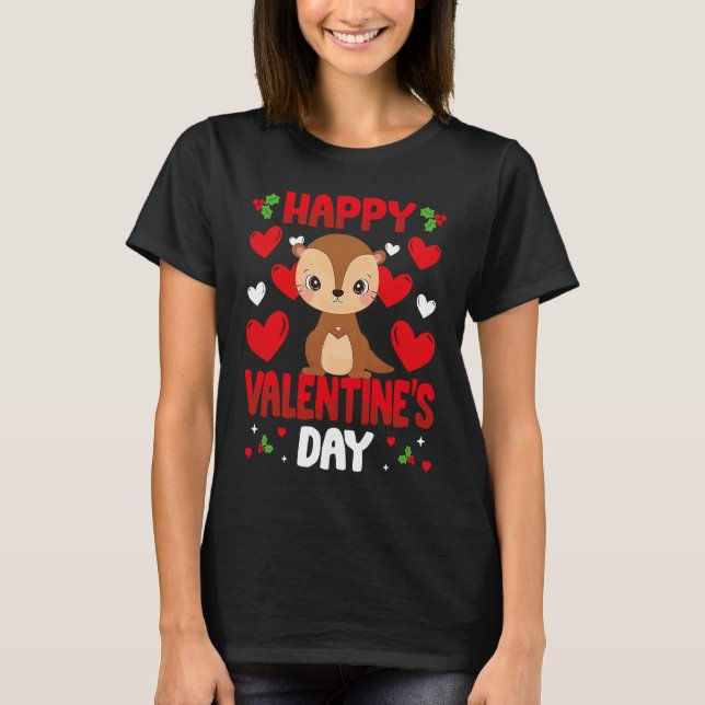 Happy Valentines Day Otter Heart Love Animal T-Shirt (Vorderseite)