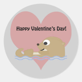 Happy Valentines Day Otter Runder Aufkleber