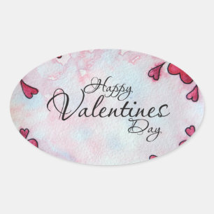 Happy Valentines Day Ovaler Aufkleber