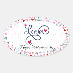 Happy Valentine's Day Ovaler Aufkleber