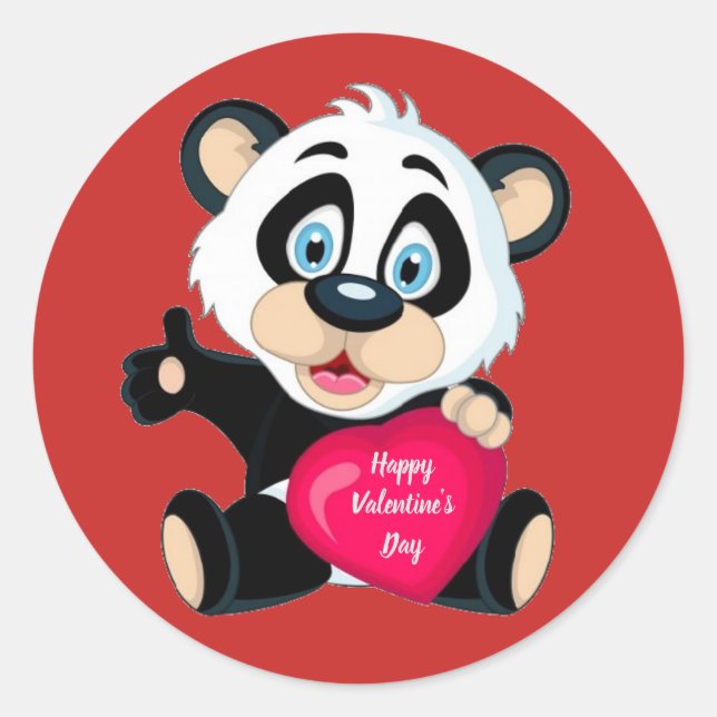 Happy Valentine's Day Panda Bär Runder Aufkleber (Vorderseite)