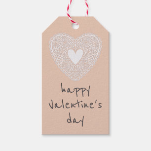 Happy Valentine's Day Peach Lace Herz Geschenkanhänger
